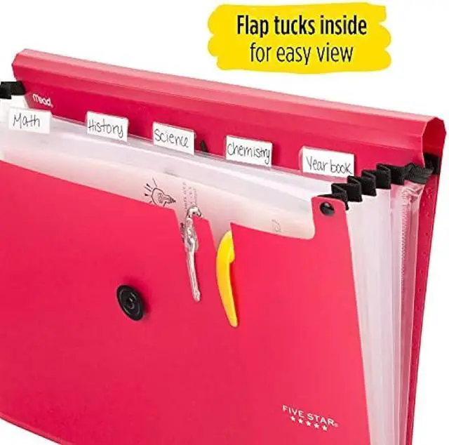 Alt view image 4 of 4 - Five Star 6-Pocket Expanding File Organizer, Plastic Expandable Letter Size File Folders with Pockets, Home Office Supplies, for Receipts, Bills, Documents, Assorted, 1 Count (35552)