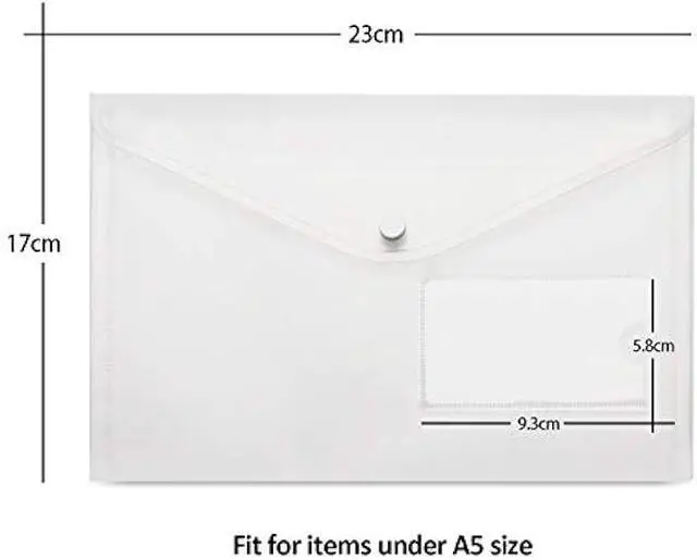 Alt view image 2 of 7 - 24 Pack A5 Plastic Envelopes - Agoer Clear Plastic Poly Envelope with Button Snap Closure, Clear Plastic Folders for Documents, Plastic File Bag Filing Envelopes for School Work Office Organization