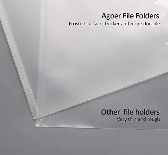 Alt view image 4 of 7 - 24 Pack A5 Plastic Envelopes - Agoer Clear Plastic Poly Envelope with Button Snap Closure, Clear Plastic Folders for Documents, Plastic File Bag Filing Envelopes for School Work Office Organization