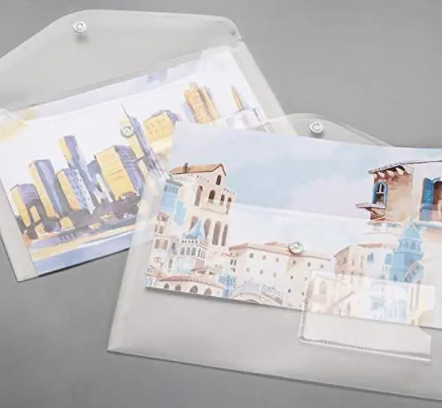 Alt view image 5 of 7 - 24 Pack A5 Plastic Envelopes - Agoer Clear Plastic Poly Envelope with Button Snap Closure, Clear Plastic Folders for Documents, Plastic File Bag Filing Envelopes for School Work Office Organization