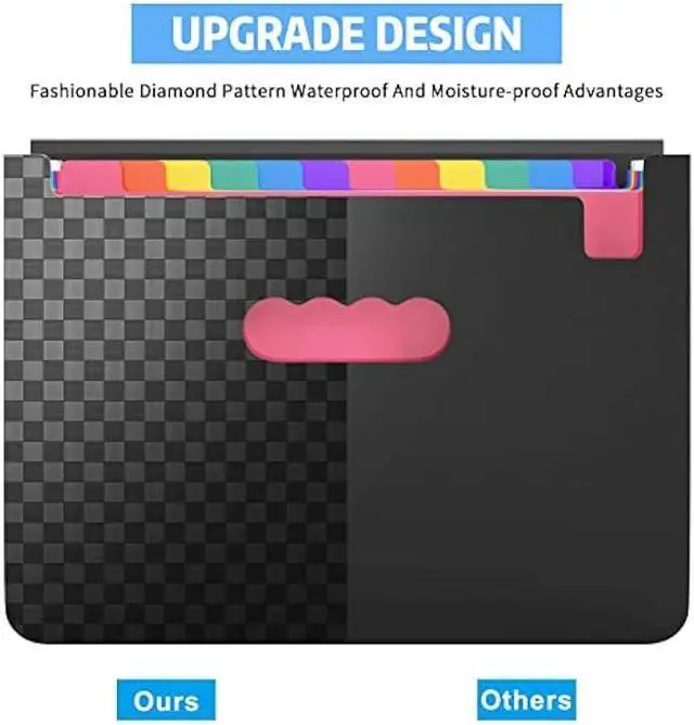 Alt view image 4 of 5 - 24 Pockets Expandable Accordion File Organizer, Expanding File Folders, Portable Rainbow Plastic Filing Box with Colored Labels for School Work Family Project Office Personal Document
