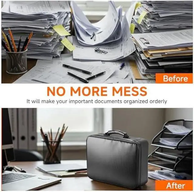 Alt view image 5 of 6 - Fireproof Document File Organizer Bag, 5200°F Portable File Organizer with Lock, 16 Layer File Box Waterproof and Heat Insulated Safe Storage for Important Documents, Laptop, and Files and More