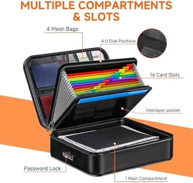 Alt view image 4 of 6 - Fireproof Document File Organizer Bag, 5200°F Portable File Organizer with Lock, 16 Layer File Box Waterproof and Heat Insulated Safe Storage for Important Documents, Laptop, and Files and More