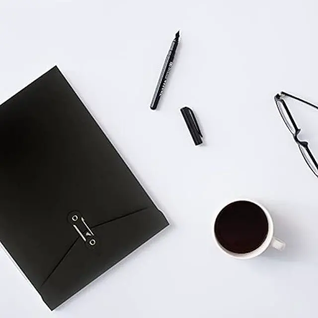 Alt view image 7 of 7 - VANRA Kraft Paper A4/C4 File Folders Filing Envelope Folder Pack of 5, Filing Envelope Folder Jacket Document Letter Organizer with String Closure for School,Office (Black)