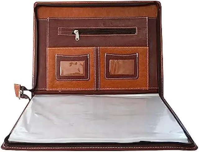 Alt view image 4 of 7 - AmazingHind Premium Faux Leather File Folder with 20 Clear Sleeves - B4 Size, Mix Brown - Organize and Protect Documents/Certificates, Ideal for Filing Products