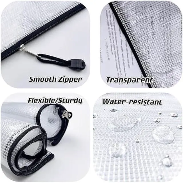 Alt view image 4 of 6 - Oaimyy-A6(6x 4.5), Mesh Zipper Pouch Document Folders Bag Plastic Zip File Folders for School Office Supplies, Travel, Organizing Storage-Black,6 Pcs
