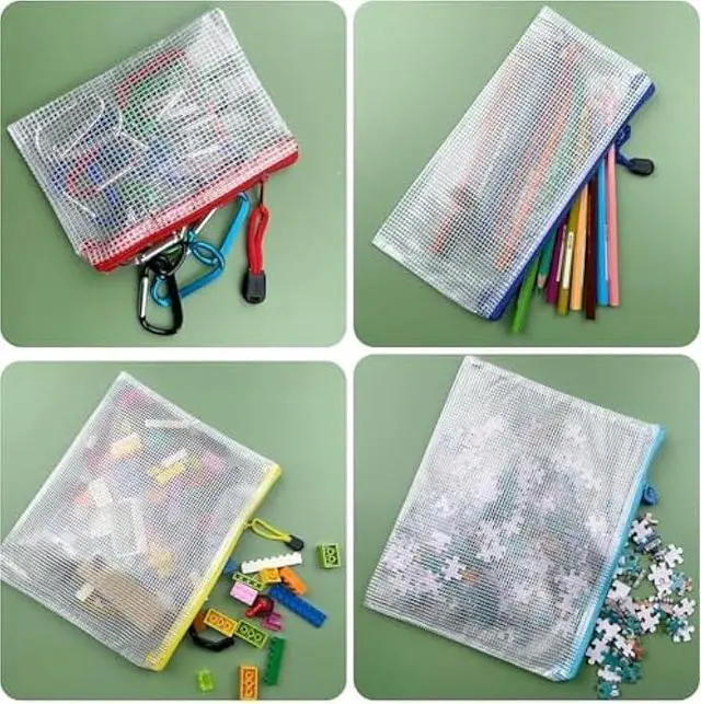 Alt view image 4 of 6 - Oaimyy-B4(11.5x 15), Mesh Zipper Pouch Document Folders Bag Plastic Zip File Folders for School Office Supplies, Travel, Organizing Storage-Black,6 Pcs