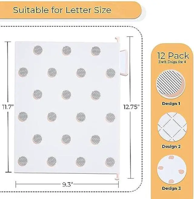 Alt view image 4 of 5 - Y YOMA 12 Pack Rose Gold Hanging File Folders Letter Size Decorative File Folder Cute Pretty Hanging Folder Organizer for Filing Cabinet Office Home with 1/5-Cut Adjustable Tabs, 3 Gold Foil Design