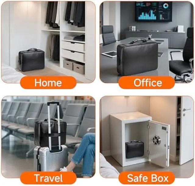 Alt view image 6 of 6 - Fireproof Document File Organizer Bag, 5200°F Portable File Organizer with Lock, 16 Layer File Box Waterproof and Heat Insulated Safe Storage for Important Documents, Laptop, and Files and More