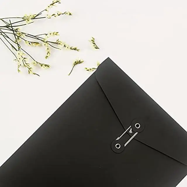 Alt view image 6 of 7 - VANRA Kraft Paper A4/C4 File Folders Filing Envelope Folder Pack of 5, Filing Envelope Folder Jacket Document Letter Organizer with String Closure for School,Office (Black)