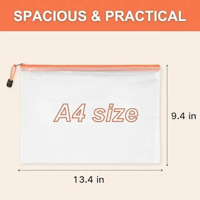 Alt view image 3 of 5 - CATIFLIN 30 Pack Mesh Zipper Pouch Bags, A4 Letter Size, Clear Plastic Zip Bags for Board Game & Puzzle Storage, Waterproof & Durable Document Bags for Office, School, Travel, Art & Craft Supplies