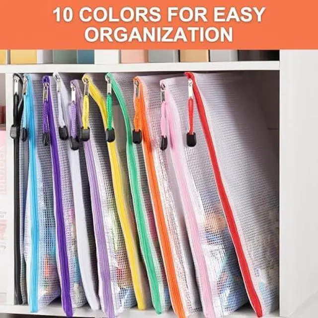 Alt view image 5 of 5 - CATIFLIN 30 Pack Mesh Zipper Pouch Bags, A4 Letter Size, Clear Plastic Zip Bags for Board Game & Puzzle Storage, Waterproof & Durable Document Bags for Office, School, Travel, Art & Craft Supplies