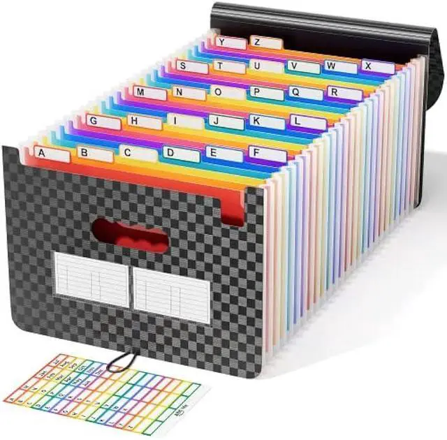 Main image of ABC life Accordian File Organizer 26 Pockets,Expanding File Folder with Upgrad Grid Pattern,Portable A4 Letter Size Filling Box, Expandable Accordion Folder,Plastic Paper Document Receipt Organizer