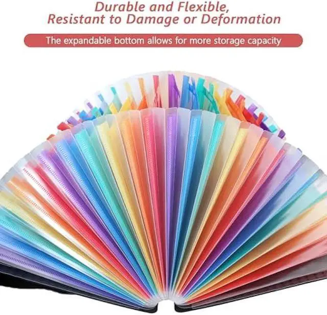 Alt view image 3 of 7 - 24 Pocket Accordion File Organizer, Document Organizer for Letter Size A4 Papers, Expanding File Folder with Month Labels, High Capacity - Black