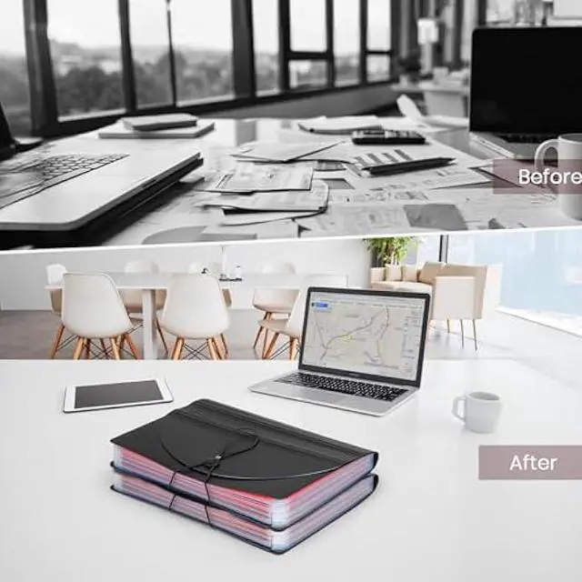 Alt view image 5 of 7 - 24 Pocket Accordion File Organizer, Document Organizer for Letter Size A4 Papers, Expanding File Folder with Month Labels, High Capacity - Black