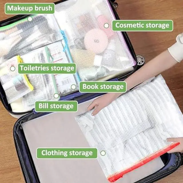 Alt view image 5 of 5 - YOPCDJ 30pcs Mesh Zipper Pouch for Organization, Waterproof Zipper Pouches Colored PVC Travel Zipper Bags Clear Multipurpose Document Bags Suitable for Travel, School, Board Game and Office Supplies