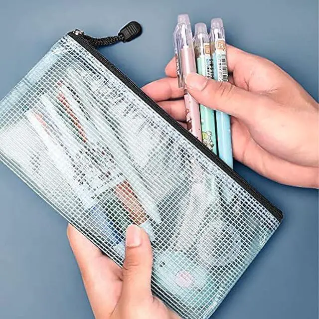 Alt view image 2 of 7 - 22 Pcs A6 Zipper File Bags, Mesh Zipper Pouch Document Bag Waterproof Mesh Pencil Pouch Plastic Zipper Pen File for Home School Office (Black)