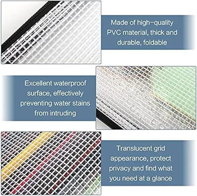 Alt view image 3 of 7 - 22 Pcs A6 Zipper File Bags, Mesh Zipper Pouch Document Bag Waterproof Mesh Pencil Pouch Plastic Zipper Pen File for Home School Office (Black)