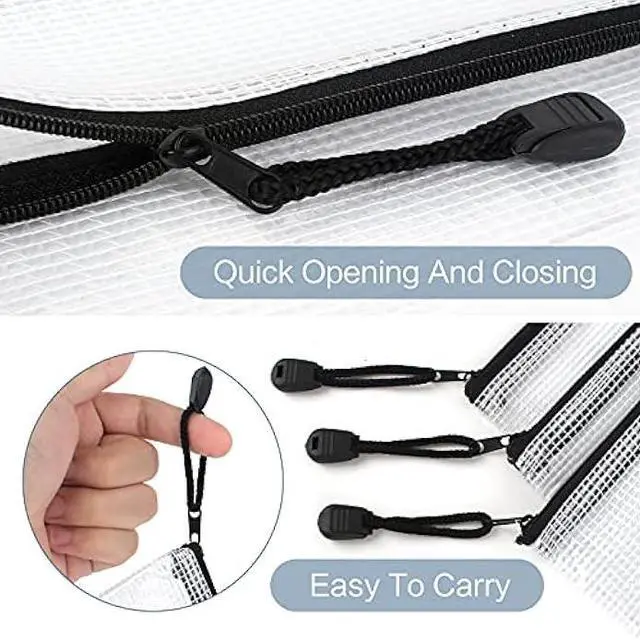 Alt view image 4 of 7 - 22 Pcs A6 Zipper File Bags, Mesh Zipper Pouch Document Bag Waterproof Mesh Pencil Pouch Plastic Zipper Pen File for Home School Office (Black)