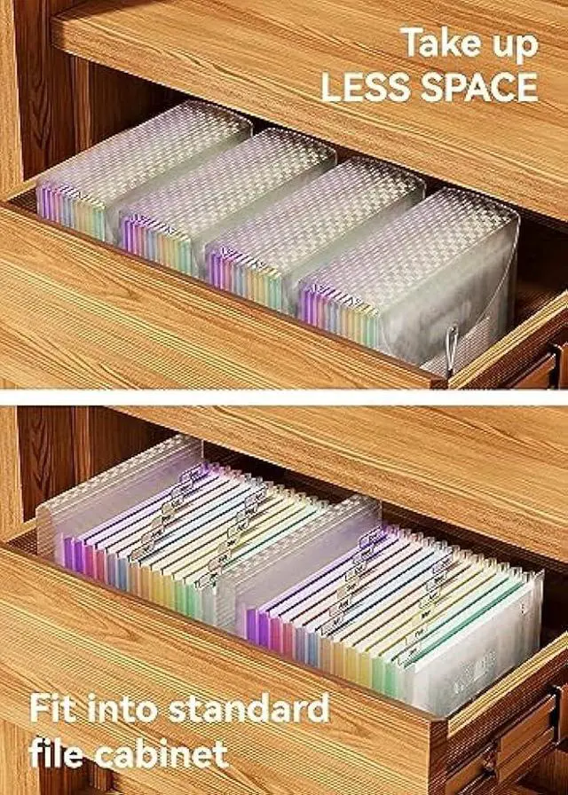 Alt view image 5 of 5 - ABC life Accordian File Folder Organizer Letter Size Expanding File Folder 13 Pockets, A4 Portable Document Paper School Organizer, Expandable Multicolor Accordion Filing Folders with Labels(Green)