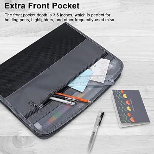 Alt view image 4 of 5 - NAFY Expanding File Folder, 13 Pockets Document Organizer with Zipper, A4 Letter Size Portable Accordion Expanding File Folders with 27pcs Multicolor Labels for Home Office School Supplies (Black)