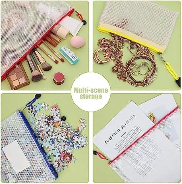 Alt view image 4 of 7 - EOOUT 8pcs Mesh Zipper Pouch - 8 Sizes Waterproof Zipper Bags, 8 Colors Waterproof Plastic for Travel Storage, Office Appliances