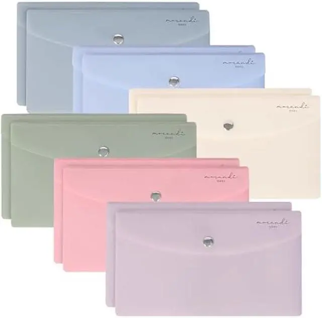 Main image of H4D Budget Envelopes for Cash System, Bill Bags, Small Plastic Receipt Holder Organizer, Morandi Colors, 9x5 Inch, 12 Pack