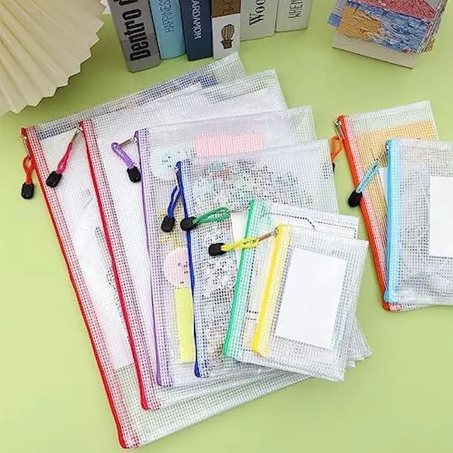 Alt view image 5 of 7 - EOOUT 8pcs Mesh Zipper Pouch - 8 Sizes Waterproof Zipper Bags, 8 Colors Waterproof Plastic for Travel Storage, Office Appliances