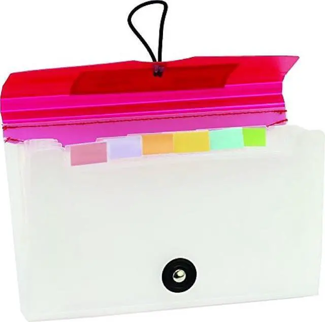 Alt view image 2 of 2 - Hilroy Poly 7 Pocket Expanding File, Coupon Size, 7.25 x 5 Inches, Clear/Red (35062)