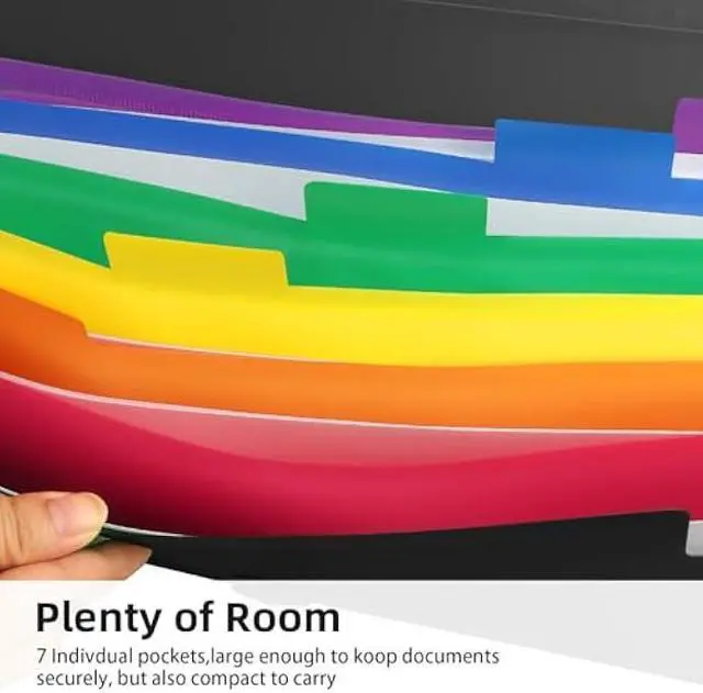 Alt view image 3 of 7 - 3 Pack Accordian File Organizer 7 Pocket Expanding File Folder with Labels, Plastic Expandable File Folder for Documents Letter Size A4 Papers