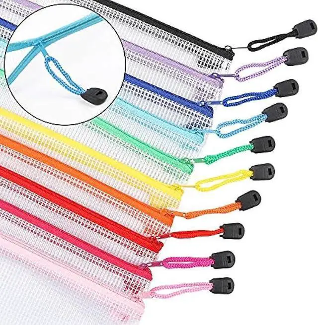 Alt view image 3 of 5 - EOOUT Mesh Zipper Pouch 20pcs 9.5x4.5 Inches Small Organizing Bags in 10 Colors for Travel Storage and Office Supplies Storage