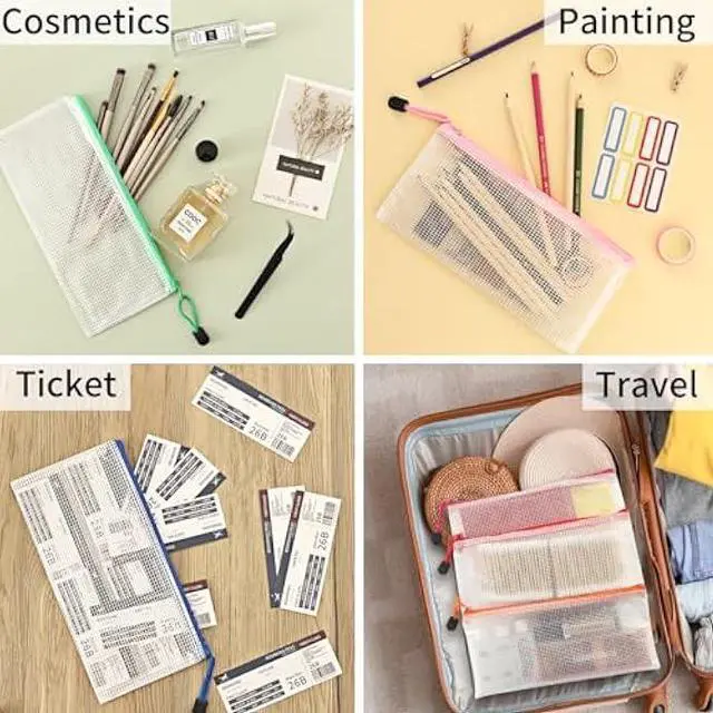 Alt view image 4 of 5 - EOOUT Mesh Zipper Pouch 20pcs 9.5x4.5 Inches Small Organizing Bags in 10 Colors for Travel Storage and Office Supplies Storage