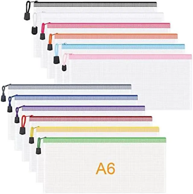 Main image of 12Pcs Mesh Zipper Pouch JIANTA Mesh Zipper Pouch Bags, 12PCS A6 Pencil Pouch Bulk, Plastic Zipper Pouches for Organization, Zipper Bags for Toy, Game, Travel, School Office Supplies Storage, 12 Colors