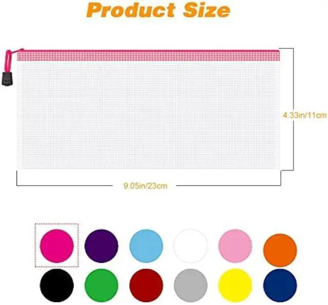 Alt view image 2 of 6 - 12Pcs Mesh Zipper Pouch JIANTA Mesh Zipper Pouch Bags, 12PCS A6 Pencil Pouch Bulk, Plastic Zipper Pouches for Organization, Zipper Bags for Toy, Game, Travel, School Office Supplies Storage, 12 Colors