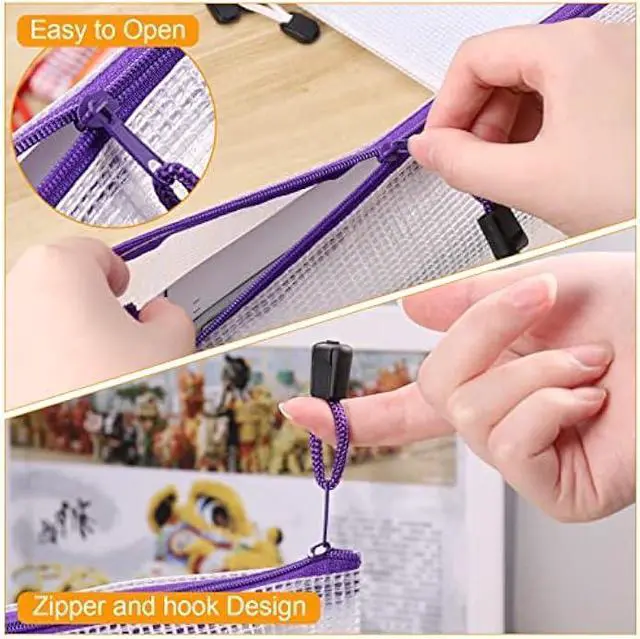 Alt view image 3 of 6 - 12Pcs Mesh Zipper Pouch JIANTA Mesh Zipper Pouch Bags, 12PCS A6 Pencil Pouch Bulk, Plastic Zipper Pouches for Organization, Zipper Bags for Toy, Game, Travel, School Office Supplies Storage, 12 Colors