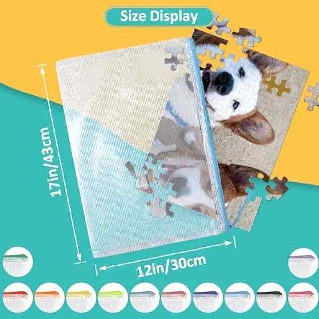 Alt view image 2 of 5 - YOPCDJ 12pcs Mesh Zipper Pouch Bags, A5 Puzzle Bag (12 Colors, 12 Packs) for Organizing, Classroom Must Have Storage Bag, File Bags for School, Board Games and Office Supplies