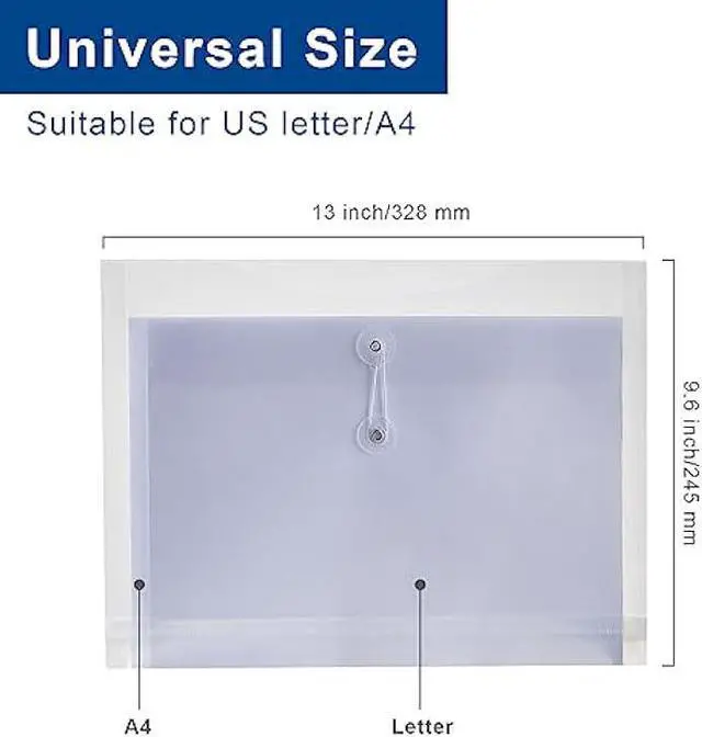 Alt view image 2 of 5 - EGOSKY Clear Poly Envelopes with String Closure, 20 Pack Transparent Envelope Folders with Top Opening, Reusable Plastic File Folders for School and Office Suppiles