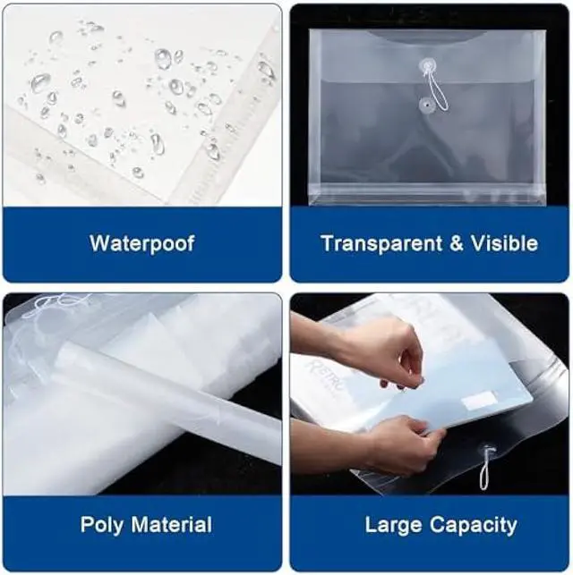 Alt view image 3 of 5 - EGOSKY Clear Poly Envelopes with String Closure, 20 Pack Transparent Envelope Folders with Top Opening, Reusable Plastic File Folders for School and Office Suppiles