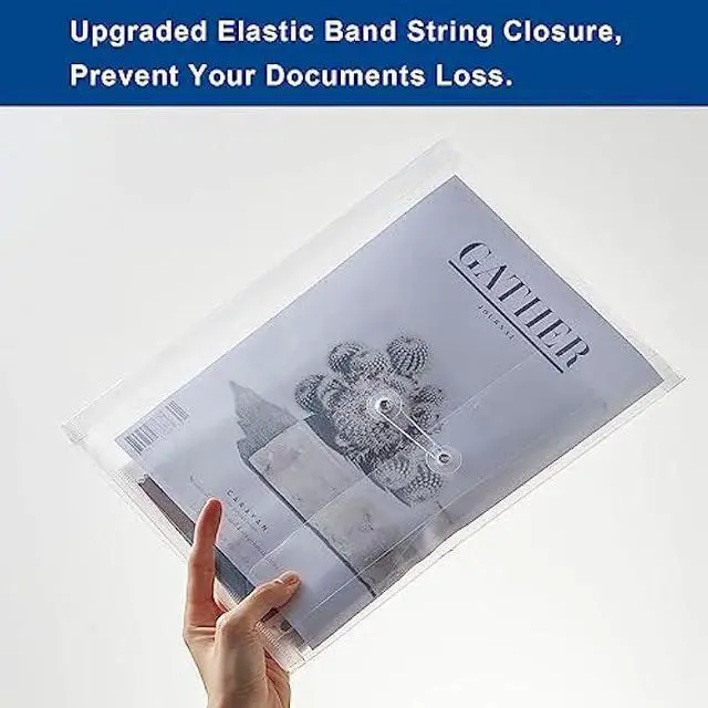 Alt view image 5 of 5 - EGOSKY Clear Poly Envelopes with String Closure, 20 Pack Transparent Envelope Folders with Top Opening, Reusable Plastic File Folders for School and Office Suppiles