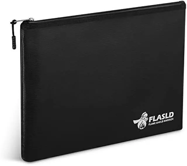 Main image of FLASLD Fireproof Document & Money Bags, Large Fireproof & Water Resistant Bag, Fireproof Folder Safe Bag for Cash, Valuables & Passport, with Silicone Coating & Zipper Closure (Pouch-15x11)