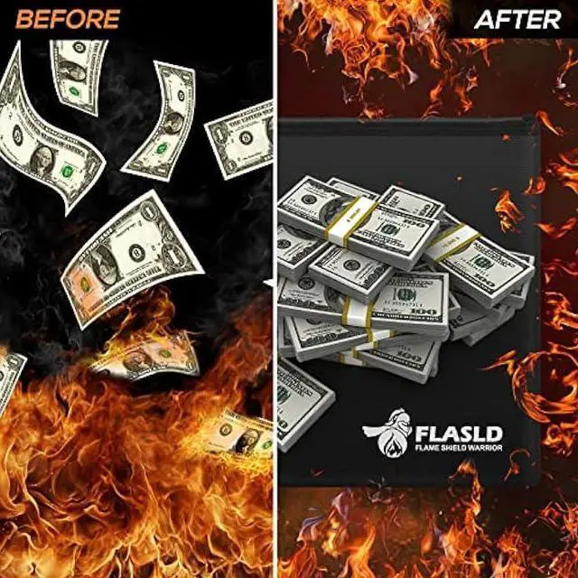 Alt view image 4 of 5 - FLASLD Fireproof Document & Money Bags, Large Fireproof & Water Resistant Bag, Fireproof Folder Safe Bag for Cash, Valuables & Passport, with Silicone Coating & Zipper Closure (Pouch-15x11)