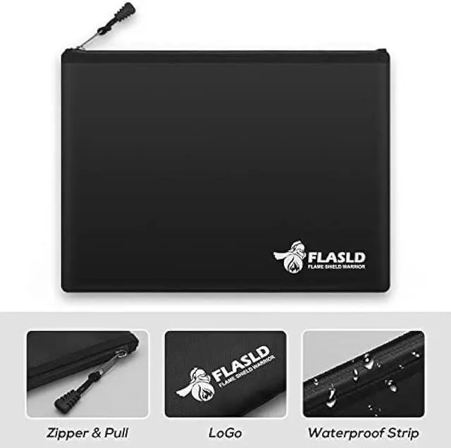 Alt view image 5 of 5 - FLASLD Fireproof Document & Money Bags, Large Fireproof & Water Resistant Bag, Fireproof Folder Safe Bag for Cash, Valuables & Passport, with Silicone Coating & Zipper Closure (Pouch-15x11)