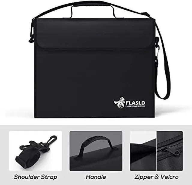 Alt view image 5 of 5 - FLASLD Fireproof Document & Money Bag, Large Water Resistant Safe Bag for Cash, Valuables & Passport, With Silicone Coating & Zipper Closure (15x12x5)