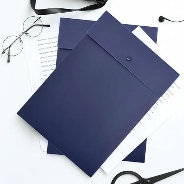 Alt view image 2 of 7 - VANRA Vertical File Folders Poly Filing Envelope Plastic Project Folder with Snap Button Closure for A4 Letter Size Paper (Navy Blue, Pack of 5)