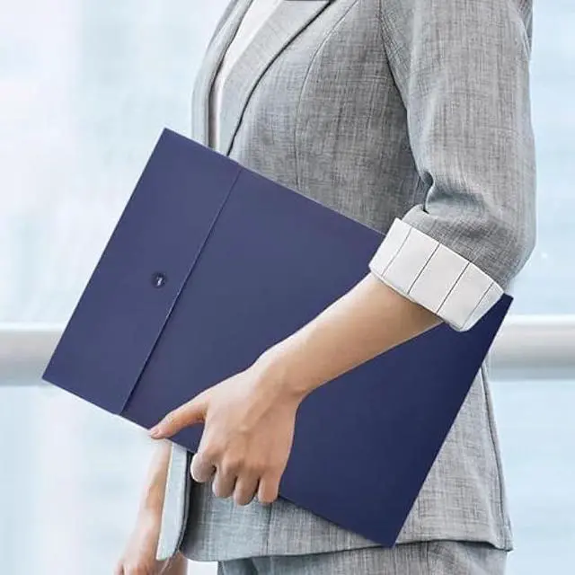 Alt view image 4 of 7 - VANRA Vertical File Folders Poly Filing Envelope Plastic Project Folder with Snap Button Closure for A4 Letter Size Paper (Navy Blue, Pack of 5)