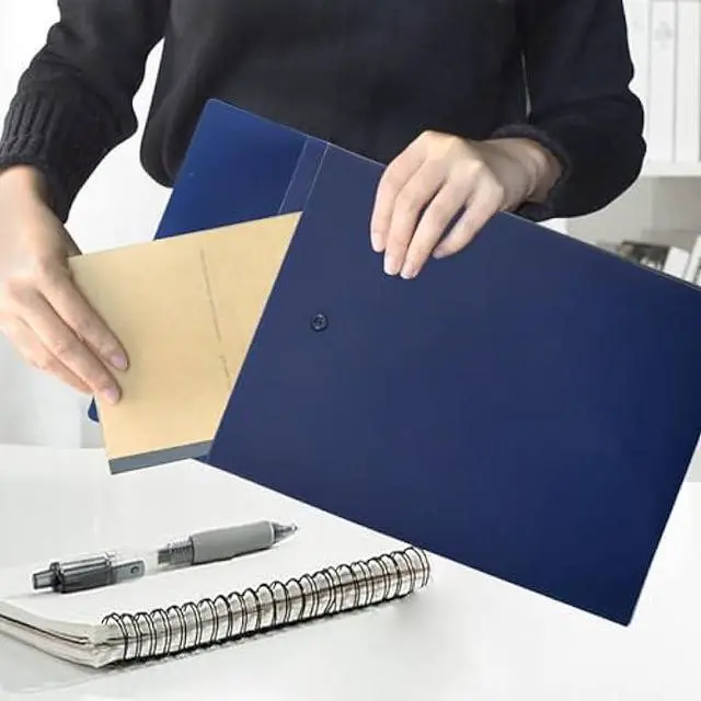 Alt view image 5 of 7 - VANRA Vertical File Folders Poly Filing Envelope Plastic Project Folder with Snap Button Closure for A4 Letter Size Paper (Navy Blue, Pack of 5)