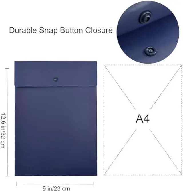 Alt view image 7 of 7 - VANRA Vertical File Folders Poly Filing Envelope Plastic Project Folder with Snap Button Closure for A4 Letter Size Paper (Navy Blue, Pack of 5)