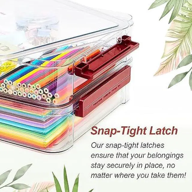 Alt view image 6 of 6 - CATOOMUU 2 Pcs Plastic Portable Project Case 8.5 X 13 Clear Stackable Storage File Box With Lids Organizer Container for Letter A4 Paper Photo Documents Scrapbook Craft Art School Office Supplies