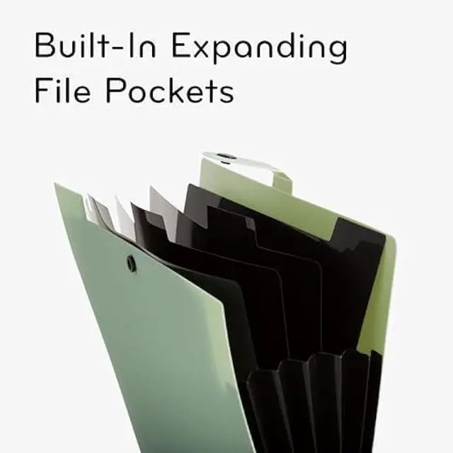 Alt view image 3 of 6 - U Brands Poly Performance Binder Set, Office Supplies, Olive Green, Featuring Expanding File Pockets, 1 Rings, 2 Pack