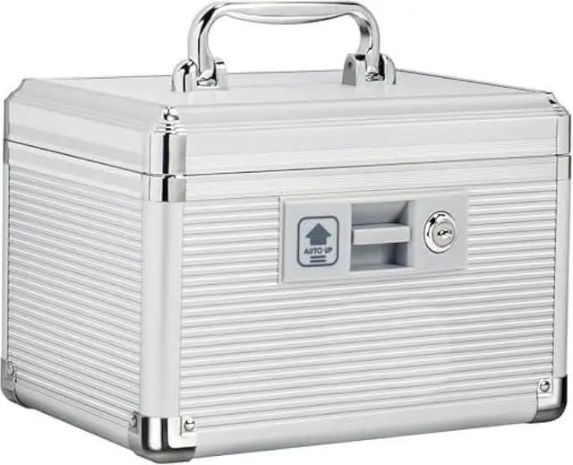 Main image of Medicine Lock Box with Key, Alluminum Alloy Box for Medication,First aid kit with a Removeable Tray to Store Medicines & Pills for Home,Silver 10 * 6.89 * 6.89 Inch